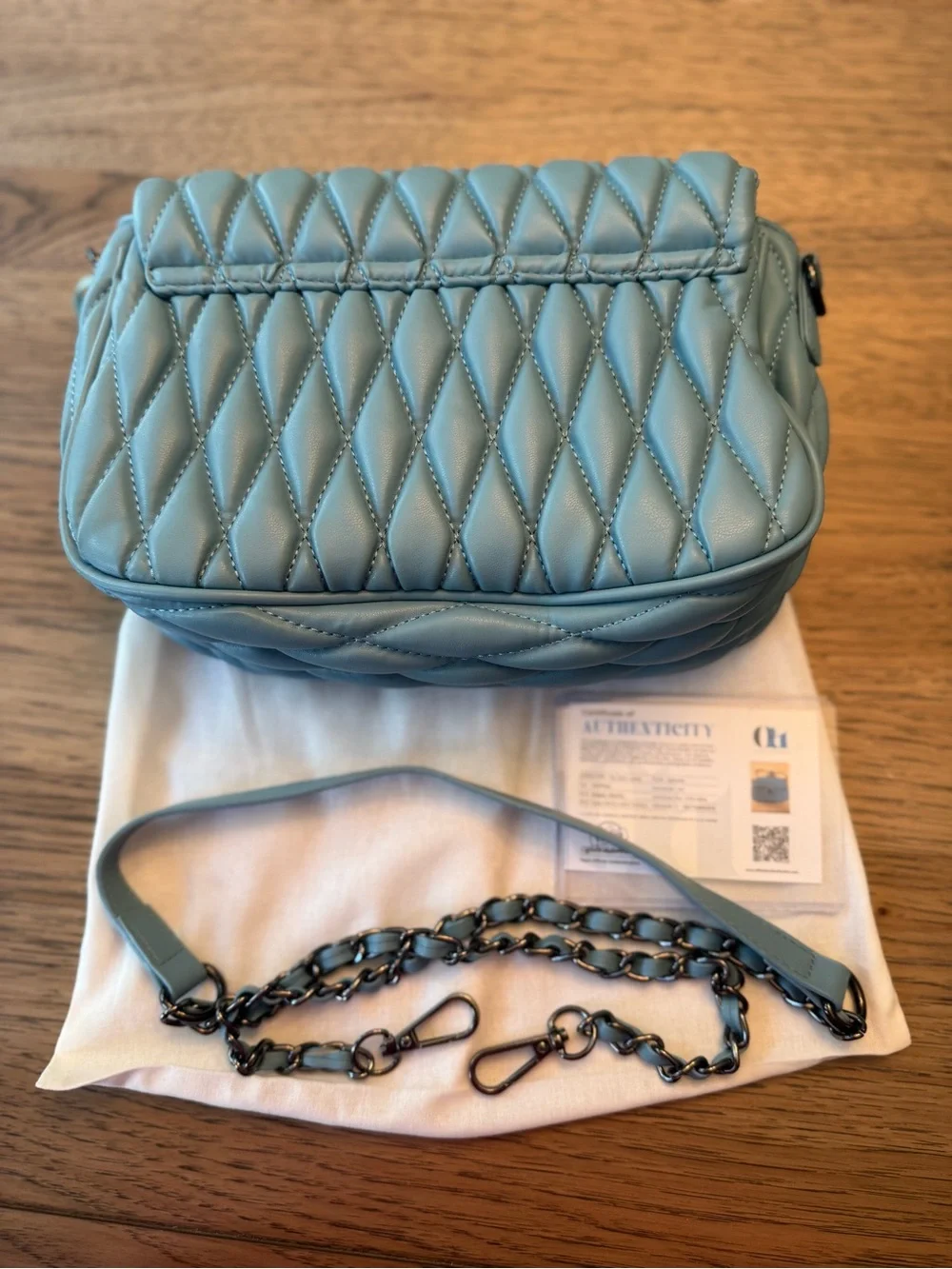 Badgley Mischka Quilted Crossbody Bag in Sky Blue